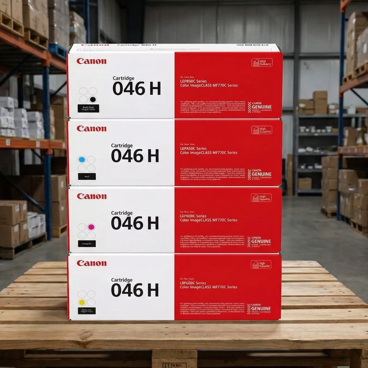 Canon 046H High-Yield Toner Cartridge Set, LBP650C, MF730C, 4-Pack (B/C/M/Y)